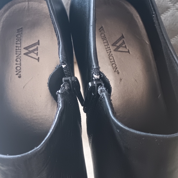 Worthington Black Leather Platform Ankle Booties Womens Size 9 - Picture 5 of 10